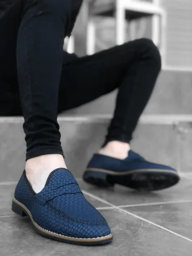 Mocasini barbati albastri, tapla subtire, piele eco, comozi 12219 N0-3